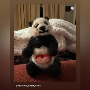 Wool and alpaca felted panda